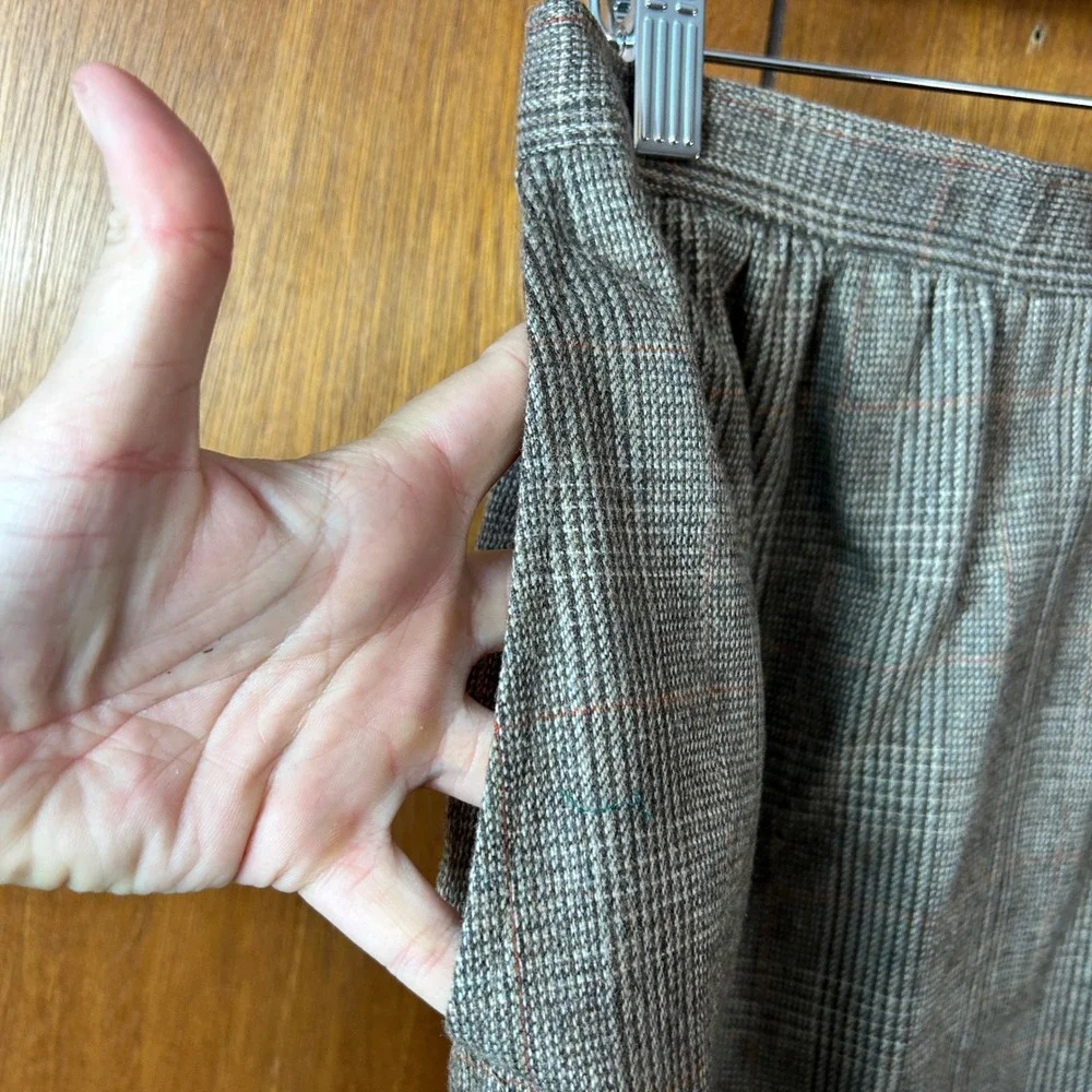 Evan Picone Plaid Wool Blend Midi Skirt Women's Size Petite‎ Brown Classic